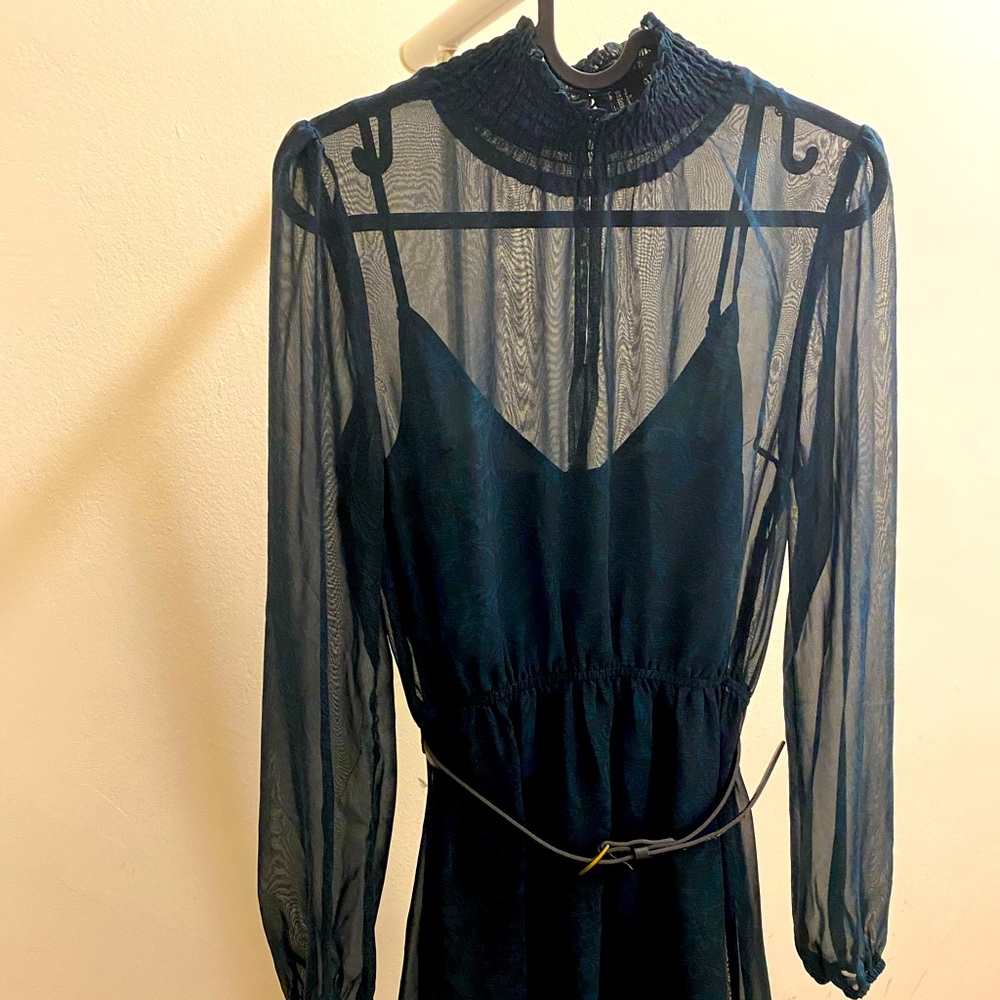 F21 high Neck Belted Chiffon Dress w/ Slip size S, $8 or FREE with 2+ bundle